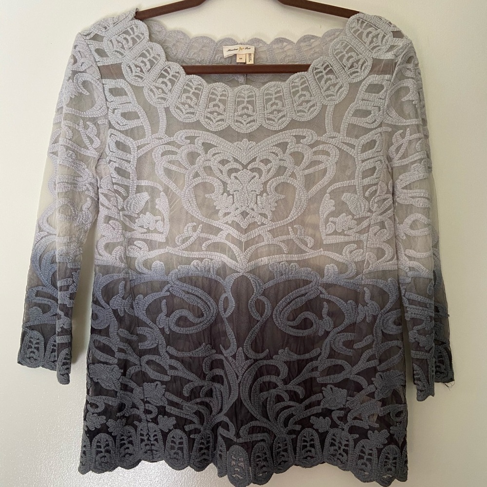 Anthropologie Meadow Rue Ombré Lace Top